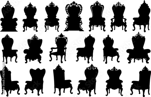 "Vintage Royal Throne Chair Silhouette Bundle"