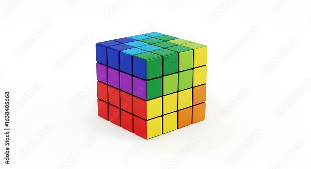 Colorful cube puzzle game toy blocks isolated on white background studio shot Colorful cube puzzle game toy blocks isolated on white background studio shot