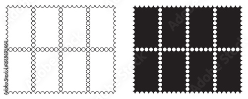 Blank postage stamp icon set. Outline and filled style