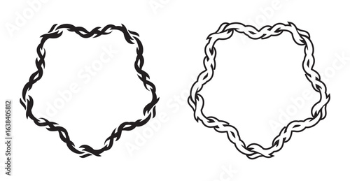 neo TribaNeo tribal shapes frame border. Silhouette and outline. Abstract elements vector clip art l Frame