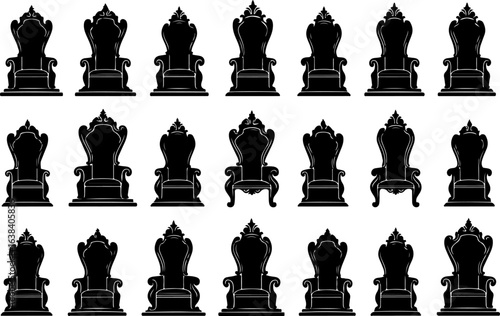 "Vintage Royal Throne Chair Silhouette Bundle"