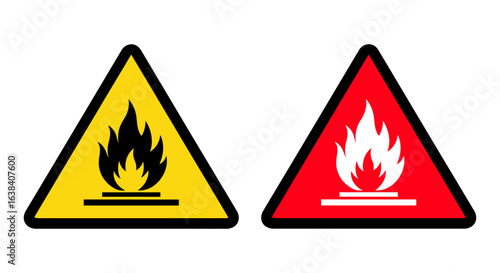 Warning Signs, Fire Hazard, Industrial Area, Graphic Design, Safety Environment, Eye-Catching Viewpoint, Safety Concept