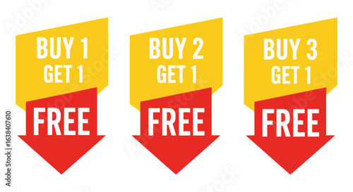 Buy 1 Get 1 Free Promotion, Discount Offer, Retail Store, Graphic Design, Bright Colors, Eye-Catching, Marketing Strategy