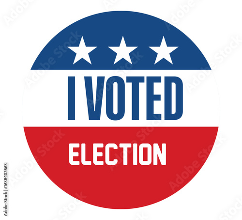 I Voted Sticker, Public Voting Location, Graphic Design, Civic Engagement, Close-Up Viewpoint