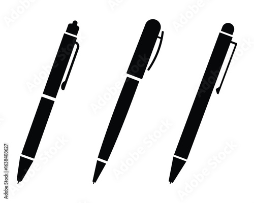 Set of pens vector. Pen, pencil icon vector illustration. Silhouette of  pen, pencil writing icon, crayon, symbol and sign.