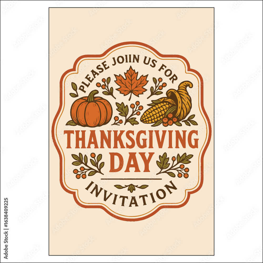 Obraz premium Thanksgiving Day Invitation Label Design