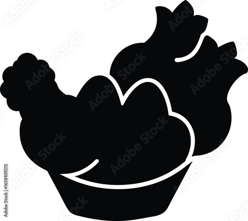 Chicken Nuggets Silhouette Vector Art Illustration
