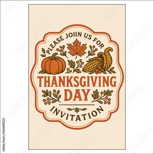 Thanksgiving Day Invitation Label Design