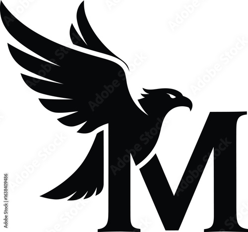 Eagle with Letter M Graphic Design for Company Branding and Marketing Materials Modern Symbolism of Strength and Vision