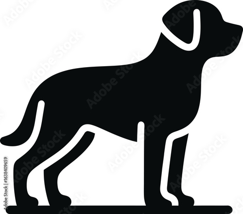 Elegant Black Dog Silhouette Standing Proudly Vector Illustration for Pet Lovers and Design Projects Featuring Canine Symbolism