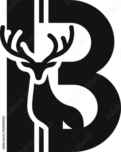 Elegant Deer Silhouette in Bold Letter B Logo Design for Branding and Marketing Materials Symbolizing Strength and Nature Connection