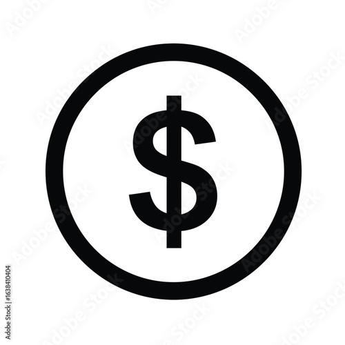 Simple black and white dollar sign icon within a circle