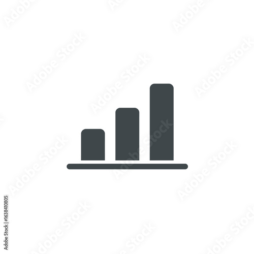 Simple dark gray bar graph icon showing upward trend on white background