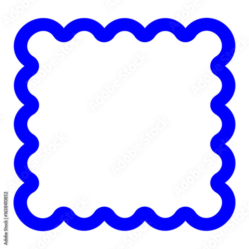A cute, modern square frame icon with wavy, scalloped edges, in a clean vector style perfect for fun graphic designs, labels, and decorative elements