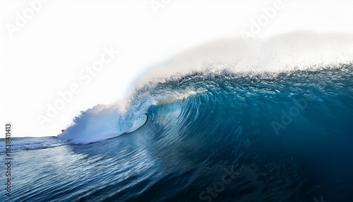 big splashing wave with foam and white background