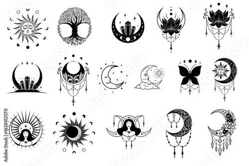 set celestial illustrations