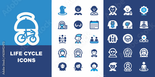 Collection of human life cycle and activity icons