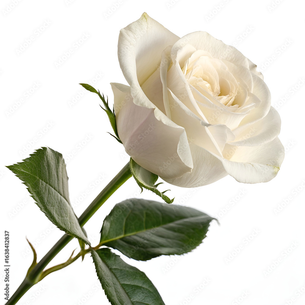 Fototapeta premium Single white rose symbolizing elegance and purity.