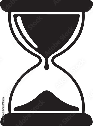 Silhouette Style Vector Sand clock Logo Design Icon – Minimal Hourglass Symbol for Time, Business, Productivity, Vintage Antique Timer Emblem, Monochrome Graphic Illustration for Branding