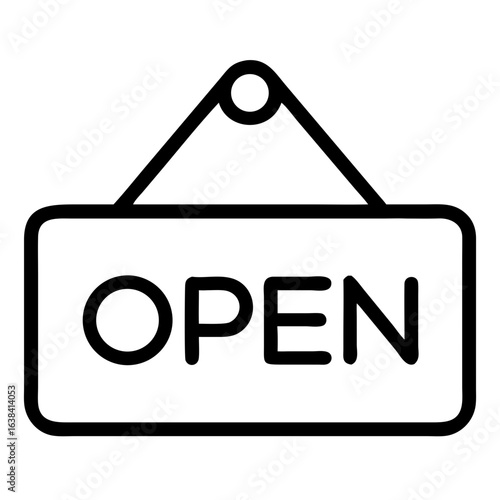 Open sign hanging on a wall in a minimalist style  