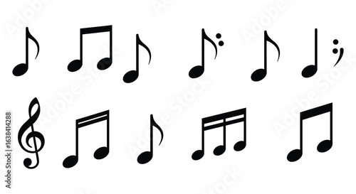 Black Silhouette Style Musical Notes