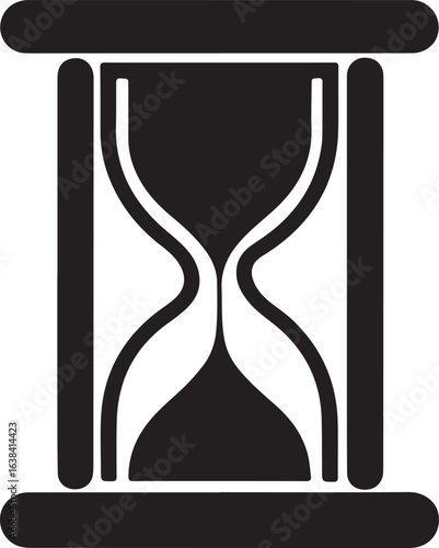 Silhouette Style Vector Sand clock Logo Design Icon – Minimal Hourglass Symbol for Time, Business, Productivity, Vintage Antique Timer Emblem, Monochrome Graphic Illustration for Branding