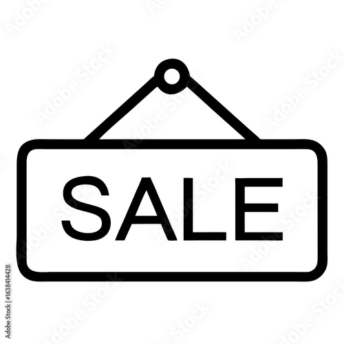 Sale sign hanging with clear text on white background  
