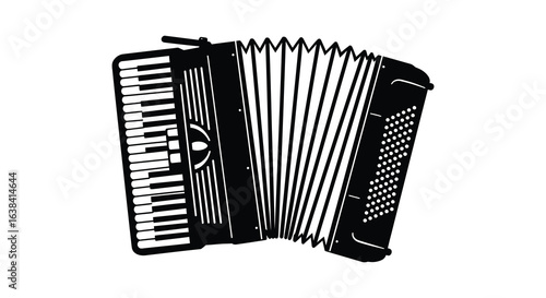 Black and White Accordion Silhouette Style Icon