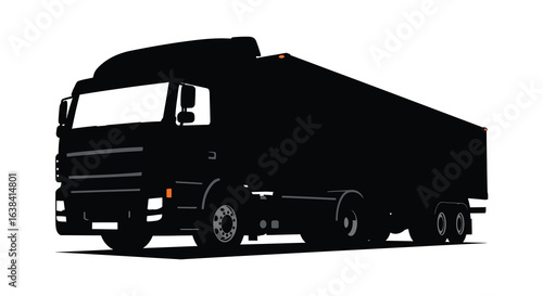 high quality Black Silhouette of a Large Truck