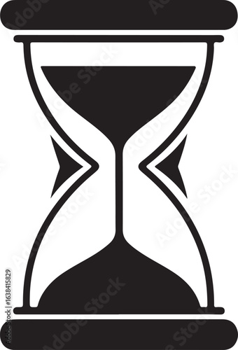 Silhouette Style Vector Sand clock Logo Design Icon – Minimal Hourglass Symbol for Time, Business, Productivity, Vintage Antique Timer Emblem, Monochrome Graphic Illustration for Branding