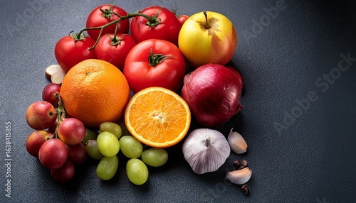 fresh produce fruits vegetables healthy food tomatoes grapes orange garlic apple diet