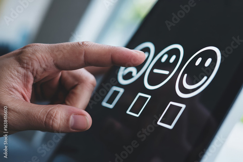 Wallpaper Mural Customer Feedback Interface Showing a Finger Selecting a Negative Emotion on a Digital Touchscreen Device Torontodigital.ca