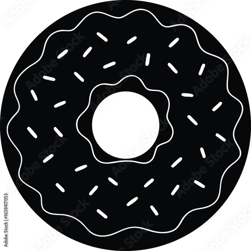 Donut Silhouette Vector Art Illustration