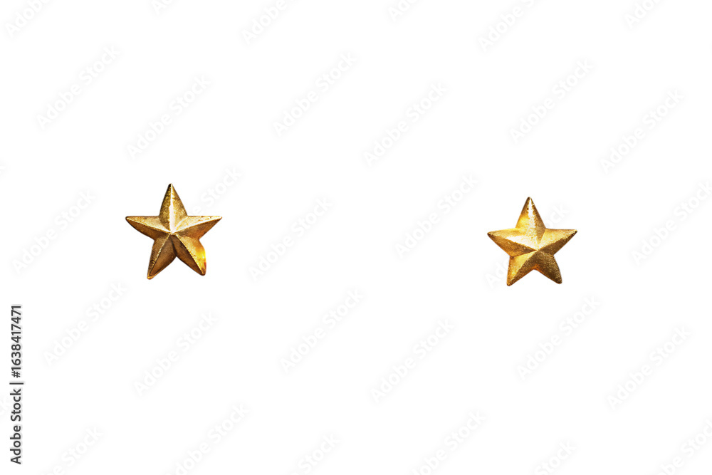 Fototapeta premium Two shiny gold stars isolated on transparent background