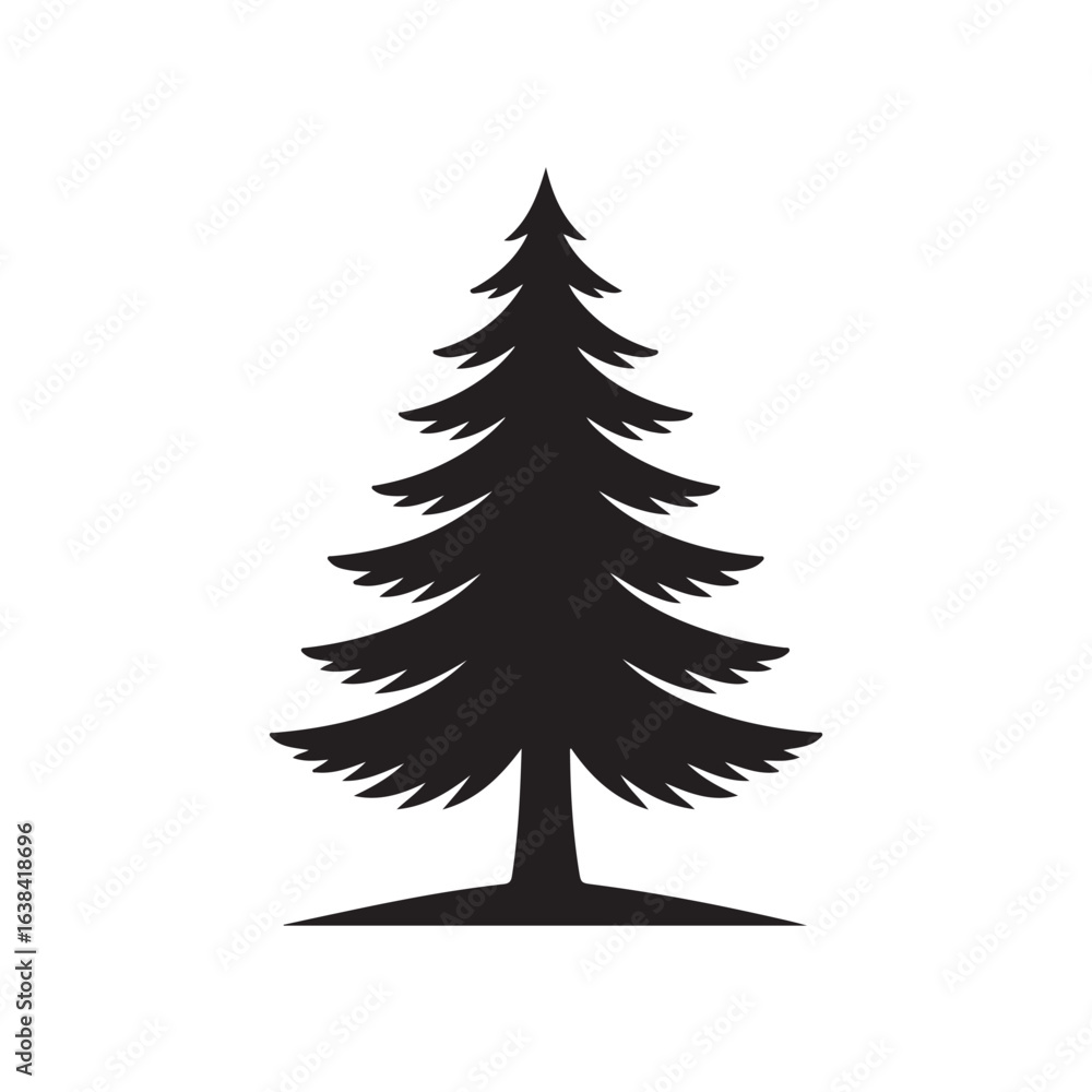 Obraz premium Evergreen tree silhouette black icon pine nature