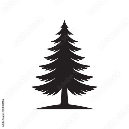 Evergreen tree silhouette black icon pine nature