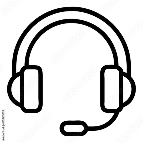 Headset with microphone outlined in simple minimalist design  