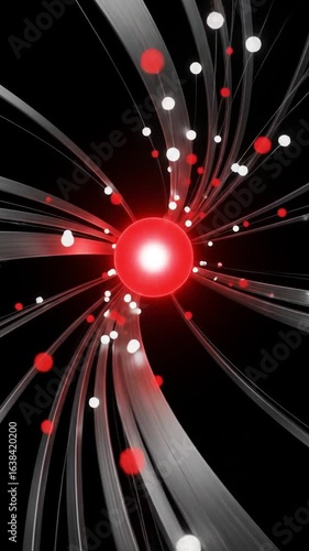 Wallpaper Mural Pulsing Red Orb with Flowing White and Red Particles Abstract Animation Torontodigital.ca