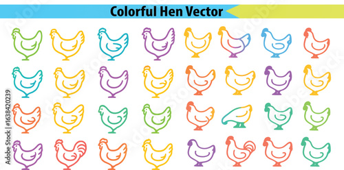set of colorful vector Hen