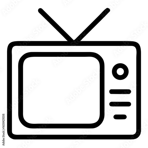 Vintage television set outline in minimalist style  