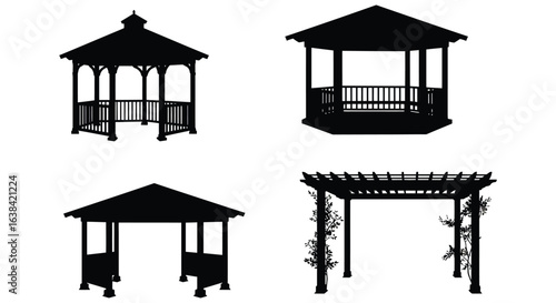 Four Garden Structures Silhouette Collection Silhouette