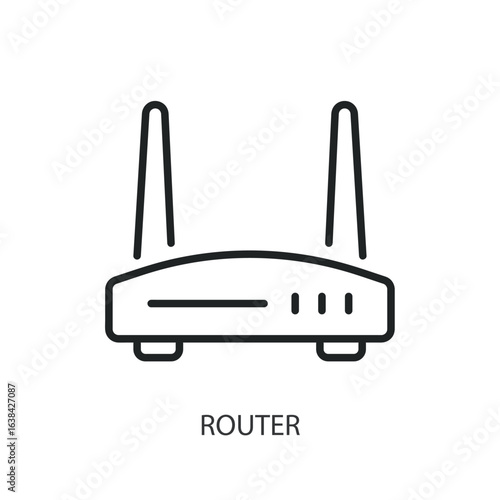 Router thin line vector icons.