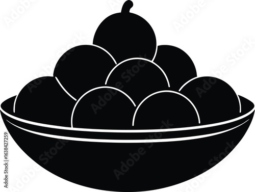 sweetmeats roshogolla silhouette vector art illustration