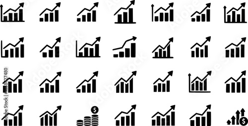 Growth Trend Chart icon vector set. Profit graph illustration sign collection. up arrow symbol or logo.
