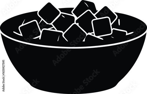 tofu salad silhouette vector art illustration