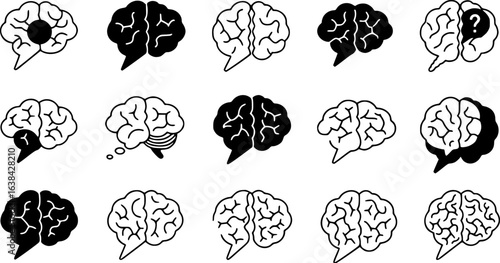 Brain icon vector set. Think illustration sign collection. Creative thinking symbol. Thoughts logo.
