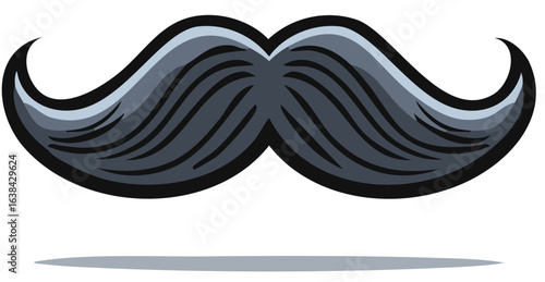 Stylish Handlebar Mustache Illustration Representing Retro Gentleman Fashion and Masculinity