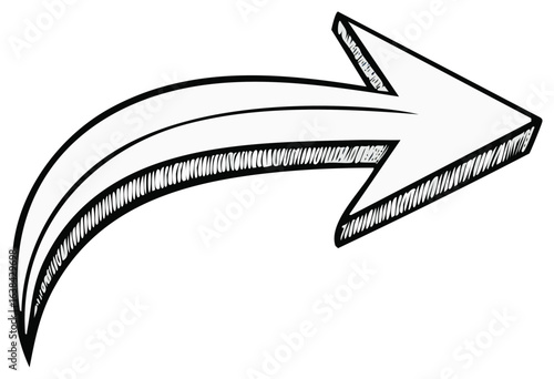 Drawn Arrow Symbol Moving Forward and Upwards with Sketchy Texture