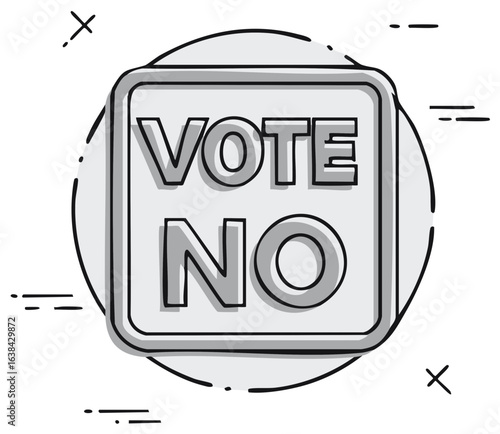 Vote No hand drawn sketch icon for election and political referendum