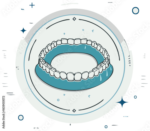 Clear dental aligner illustration for orthodontic teeth straightening treatment